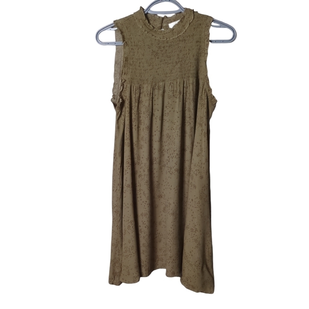 Bohme Floral Smock Dress Mini / Olive - Size S Prairie‎ Festival